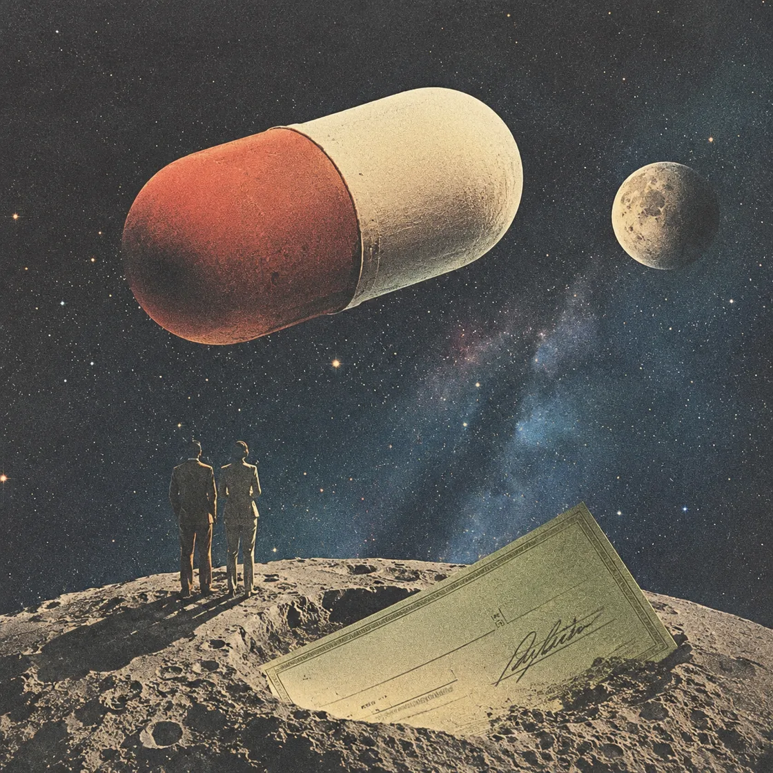 Retro-space scene representing investing